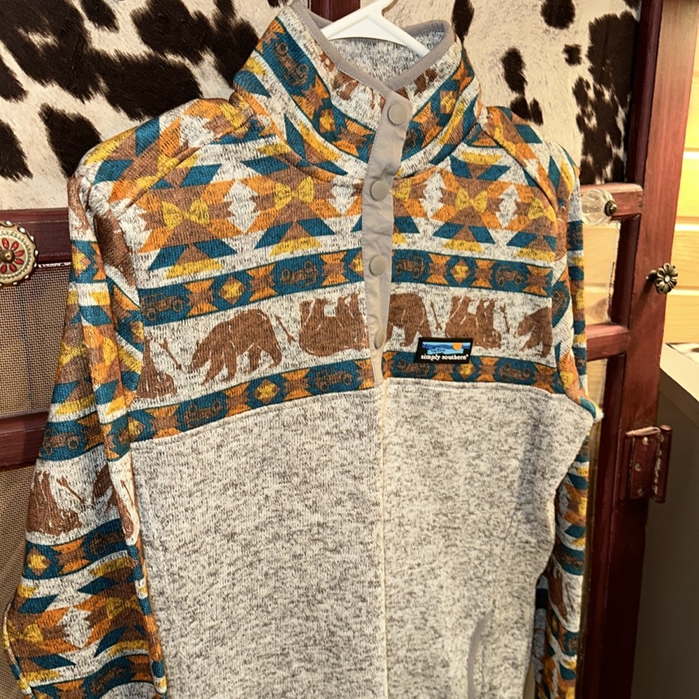 Aztec 1/4 Button Pullover - Picture 2 of 4